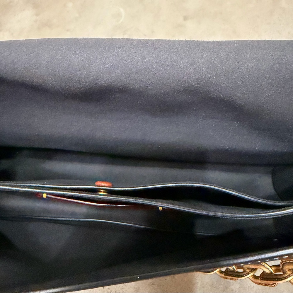 Coach Black Leather Shoulder Bag with Gold Hardware and Chain Accent - Picture 2 of 16